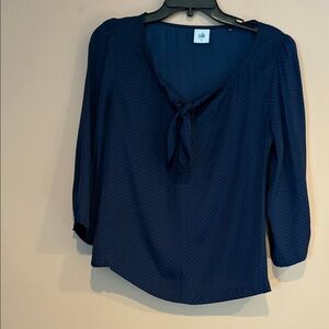 CAbi Deep Blue Blouse with Tie-Front